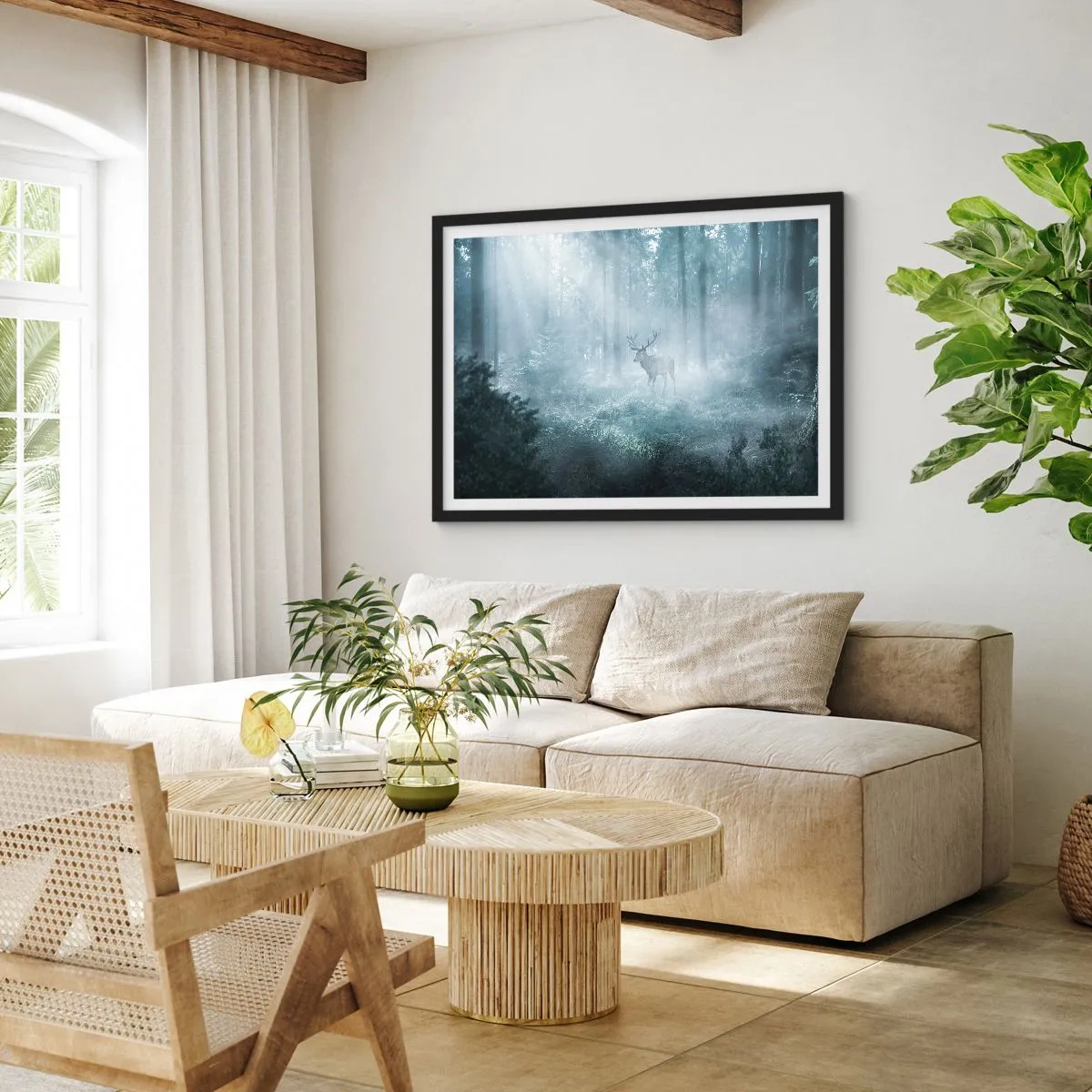 Póster en marco negro - Ronda matutina por la finca - 91x61 cm