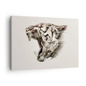 Cuadro sobre lienzo - Impresión de Imagen - Imagen abstracta de un tigre en tonos beige. - 70x50cm - Ya sabes quién manda - Decoración de pared moderna para salón y dormitorio ARTTOR