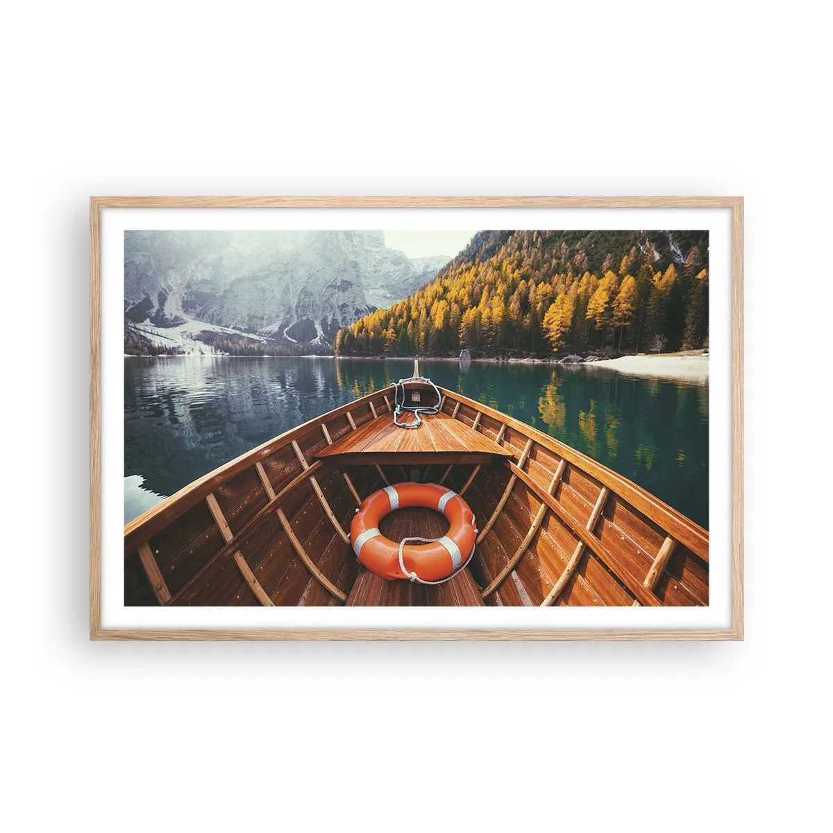 Póster en marco roble claro - Viaje a la montaña - 91x61 cm