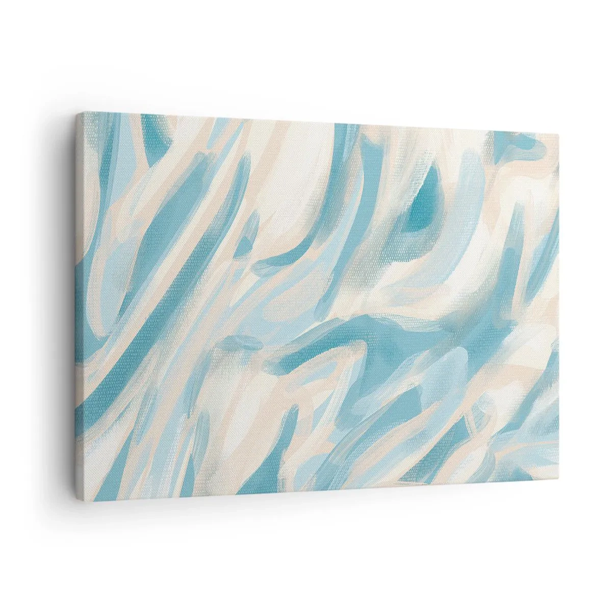 Cuadro sobre lienzo - Impresión de Imagen - Rayas azules abstractas sobre un fondo claro - 70x50cm - Brisas primaverales - Decoración de pared moderna para salón y dormitorio ARTTOR