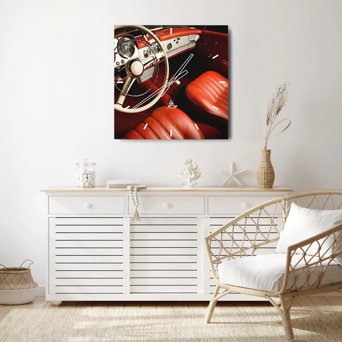 Reloj de pared - Reloj de vidrio - Lujo vintage - 30x30 cm