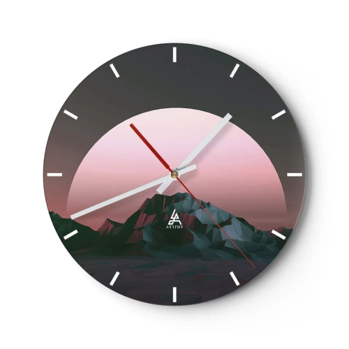 Reloj de pared - Reloj de vidrio - Un paisaje de montaña con un atardecer rosado al fondo. - 30x30cm - En una galaxia muy muy lejana - Decoración de pared moderna para salón, cocina y dormitorio ARTTOR