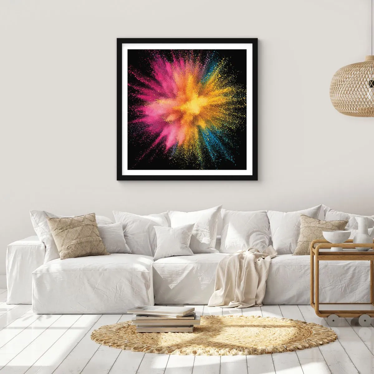 Póster en marco negro - El nacimiento de los colores - 30x30 cm