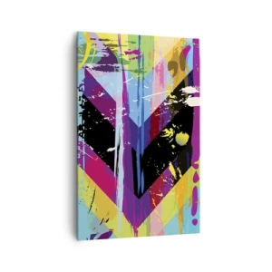 Cuadro sobre lienzo - Impresión de Imagen - Patrón abstracto con formas geométricas coloridas - 80x120cm - De arriba a abajo - Decoración de pared moderna para salón y dormitorio ARTTOR