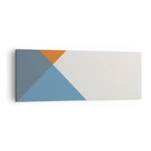 Cuadro sobre lienzo - Impresión de Imagen - Triángulos geométricos en tonos azules y naranjas. - 140x50cm - Desde el punto de vista de... - Decoración de pared moderna para salón y dormitorio ARTTOR