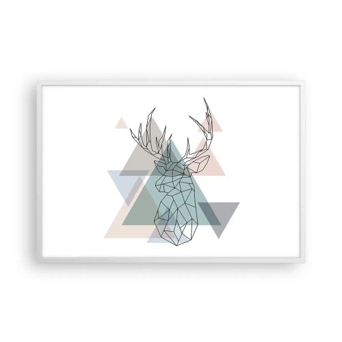Póster en marco blanco - En un bosque geométrico - 91x61 cm