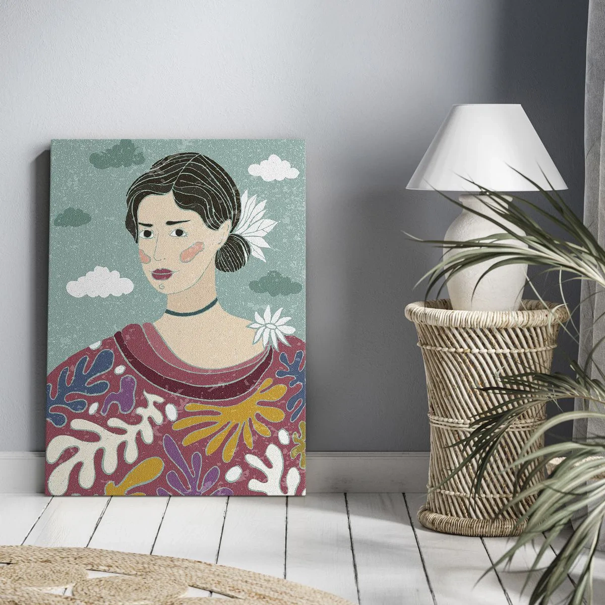 Cuadro sobre lienzo - Impresión de Imagen - Con melancolía en la mirada - 45x80 cm