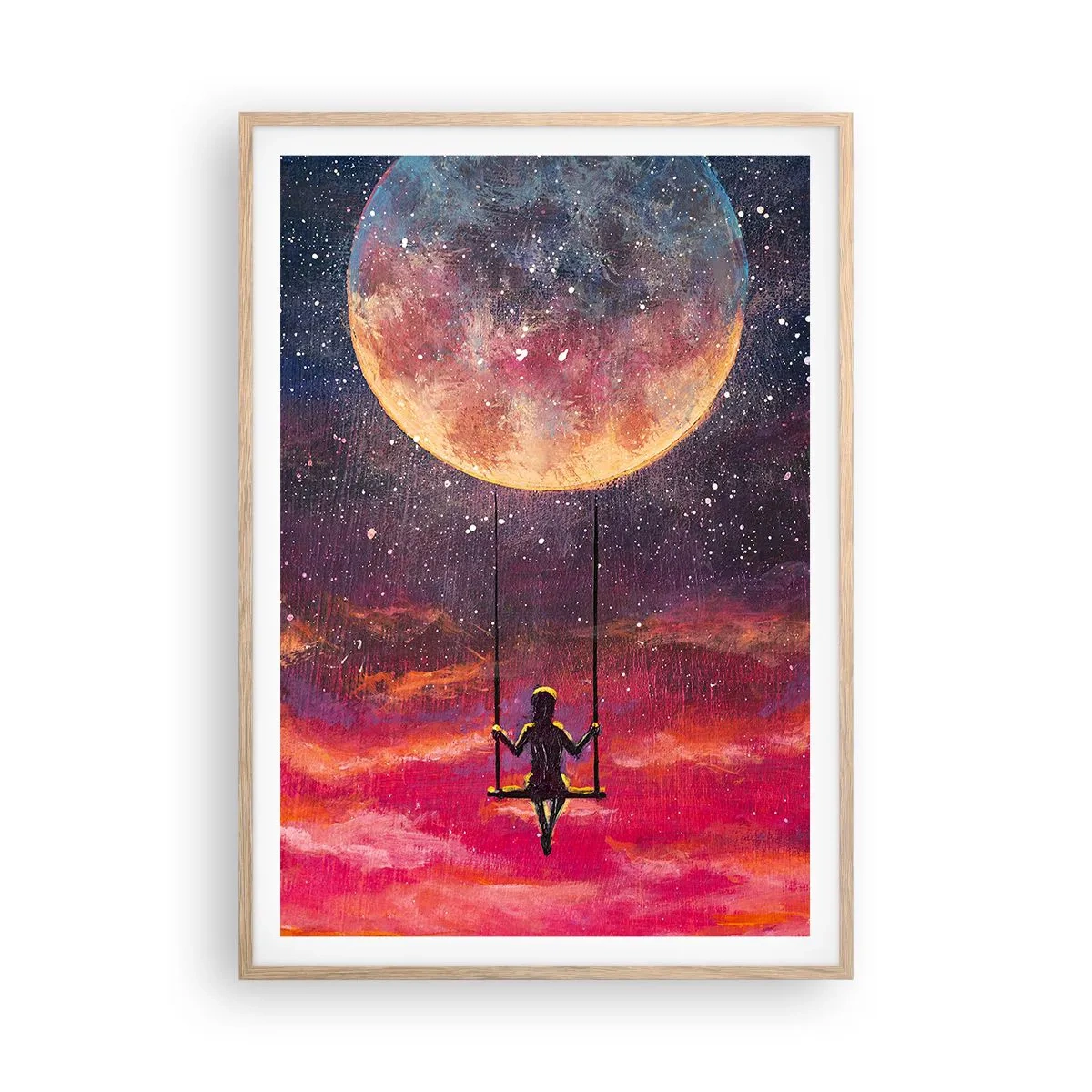 Póster en marco roble claro - Disfrutar de las nubes - 70x100 cm