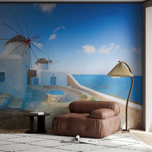 Fotomural Autadhesivo Deluxe Sticker - Viento azul marino - Arquitectura, Paisaje, Grecia - 100x70 cm