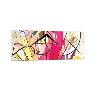 Cuadro sobre vidrio - Impresiones sobre Vidrio - Abstracción con líneas y formas geométricas. - 140x50cm - Explosión - Decoración de pared moderna para salón y dormitorio ARTTOR