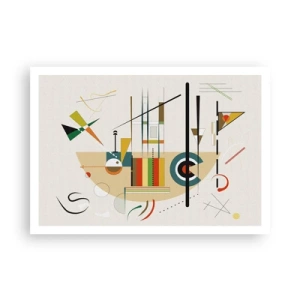 Póster - Abstracción colorida con formas geométricas. - 100x70cm - Y el mundo ríe - Decoración de pared moderna para salón y dormitorio ARTTOR