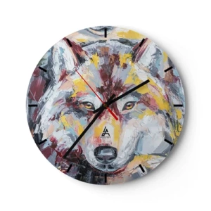 Reloj de pared - Reloj de vidrio - Pinceladas de lobo - 40x40 cm