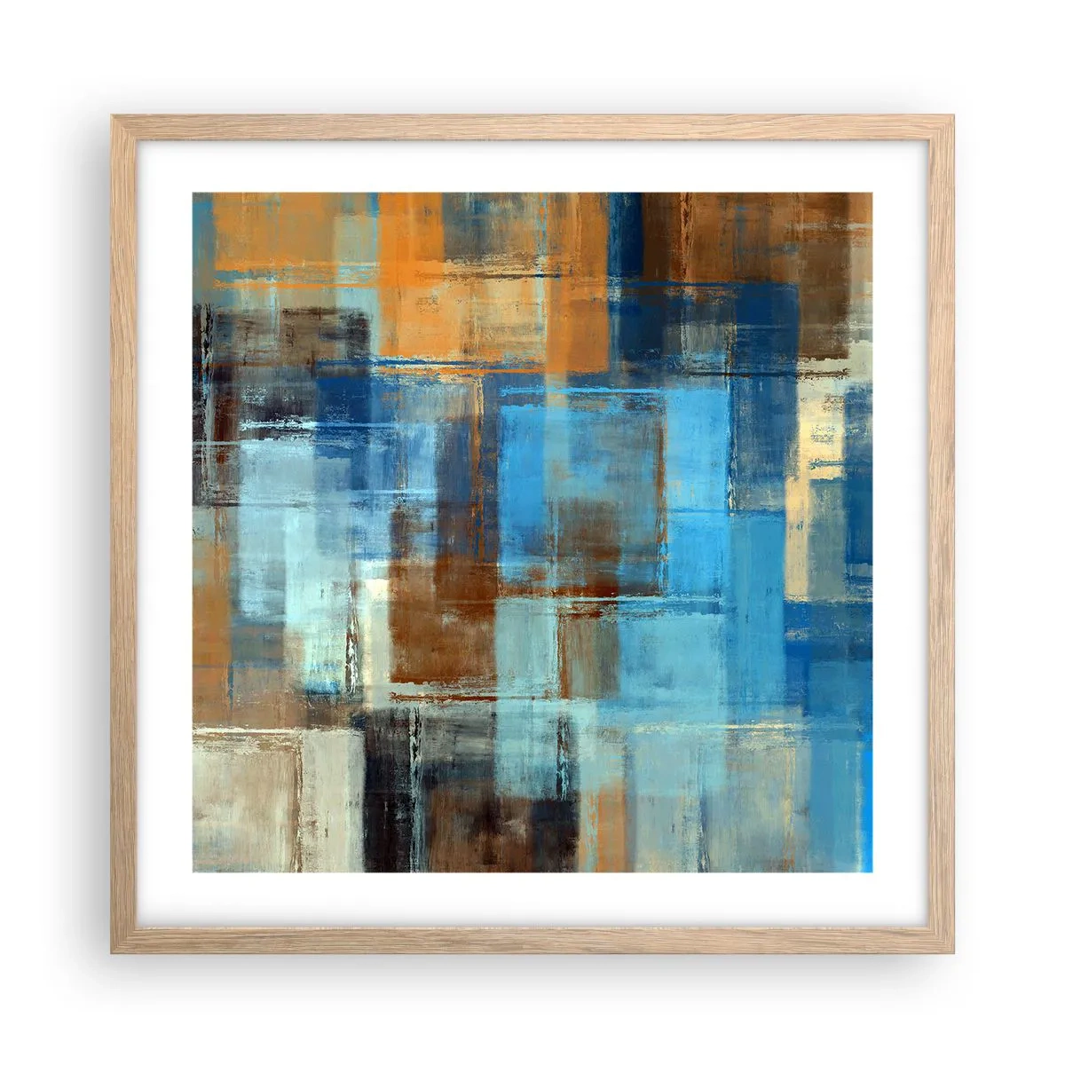 Póster en marco roble claro - A través del velo azul - 50x50 cm