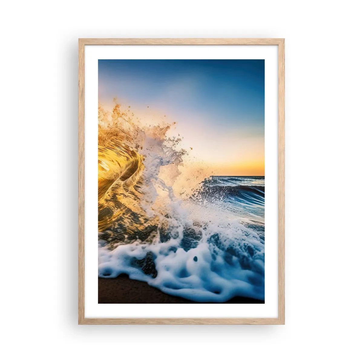 Póster en marco roble claro - Jugando en la arena - 50x70 cm