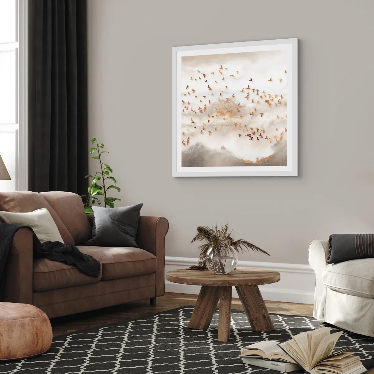 Póster en marco blanco - Es hora... - 60x60 cm