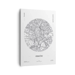 Cuadro sobre lienzo - Impresión de Imagen - Un mapa de Cracovia en estilo minimalista - 70x100cm - Anatomía de Cracovia - Decoración de pared moderna para salón y dormitorio ARTTOR