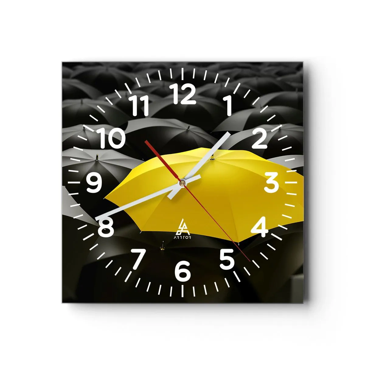 Reloj de pared - Reloj de vidrio - Adiós a la tristeza - 30x30 cm