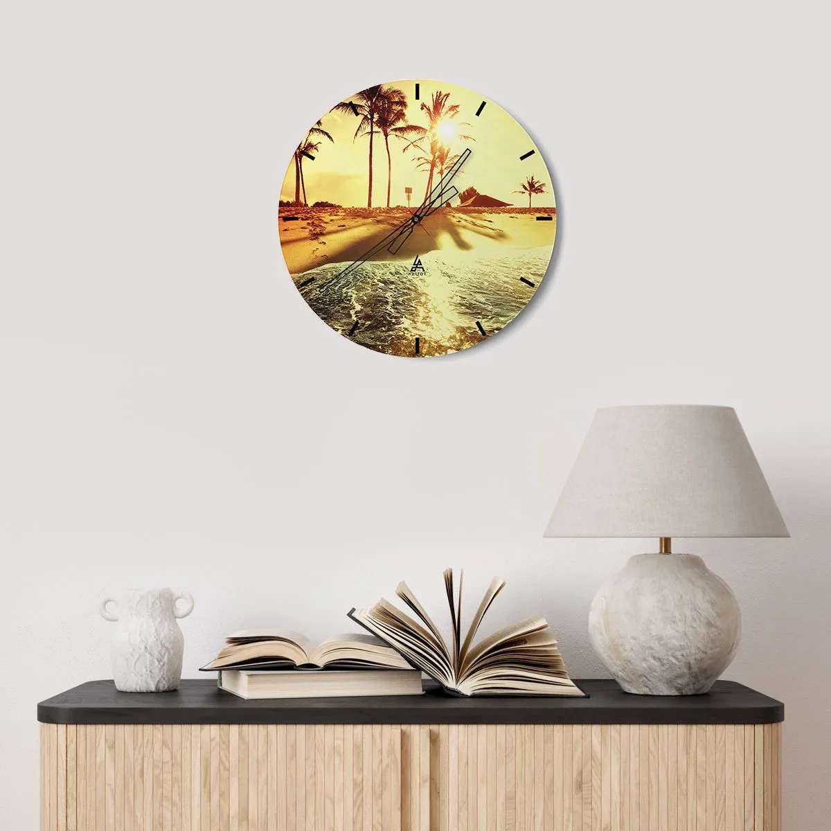 Reloj de pared - Reloj de vidrio - Una tarde californiana - 40x40 cm