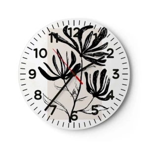 Reloj de pared - Reloj de vidrio - Esbozo para un herbario - 30x30 cm