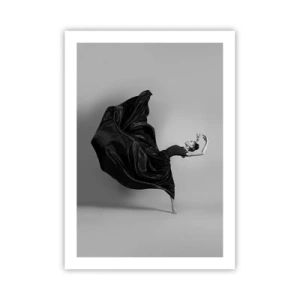 Póster - Una elegante bailarina con un vestido negro en movimiento. - 50x70cm - La música da alas - Decoración de pared moderna para salón y dormitorio ARTTOR
