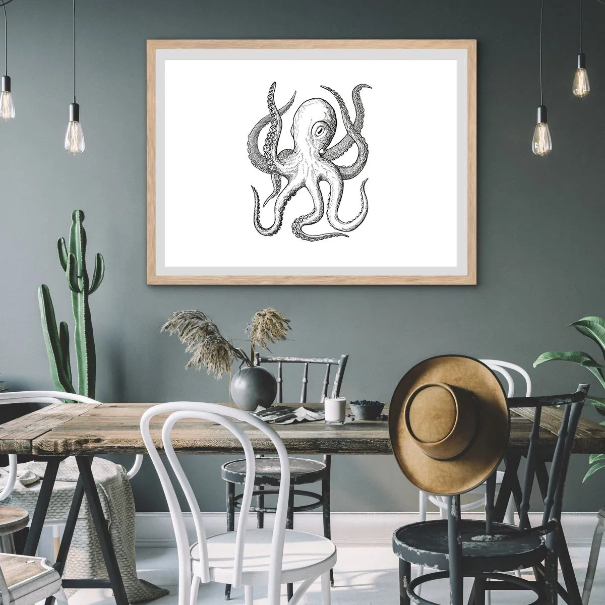 Póster en marco roble claro - Bailando con olas - 91x61 cm