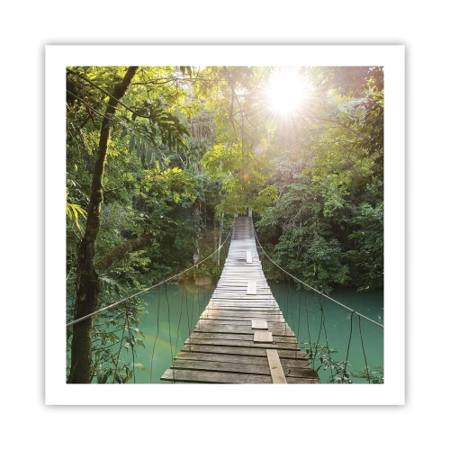 Póster - Sobre el agua azul hacia el bosque - 60x60 cm