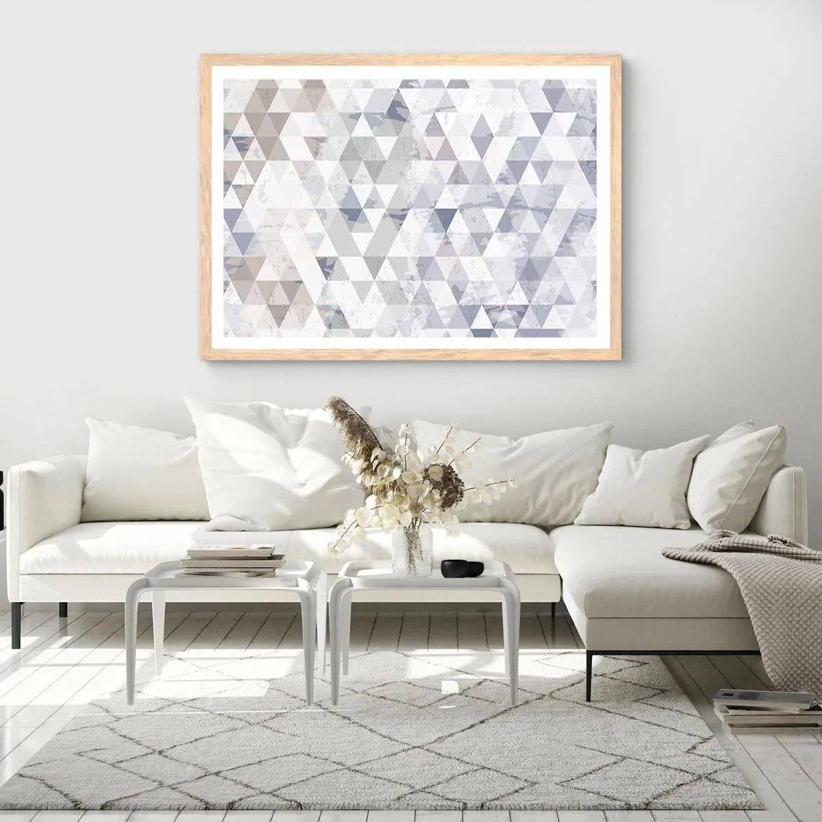 Póster en marco roble claro - A ritmo de triángulo - 91x61 cm