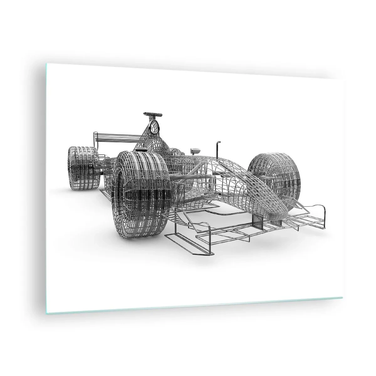 Cuadro sobre vidrio - Impresiones sobre Vidrio - Dibujo técnico en estilo 3D de un coche de carreras - 70x50cm - Construcción perfecta - el impulso - Decoración de pared moderna para salón y dormitorio ARTTOR