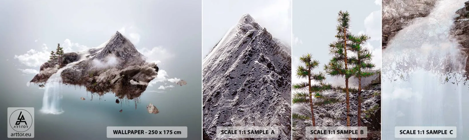 Muestra De Fotomural Standard Eco - Isla surrealista - Abstracción, Fantasía, Isla - 100x30 cm