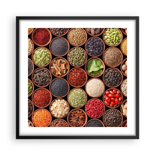 Póster en marco negro - Todos los sabores del mundo - 50x50 cm