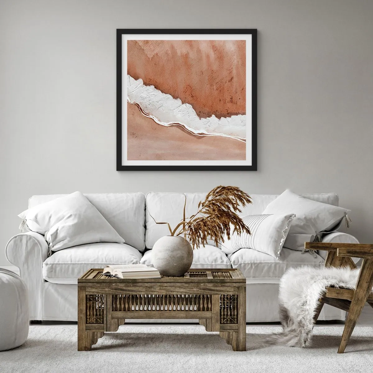 Póster en marco negro - En colores terrosos - 50x50 cm