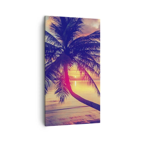Cuadro sobre lienzo - Impresión de Imagen - Atardecer bajo las palmeras - 45x80 cm