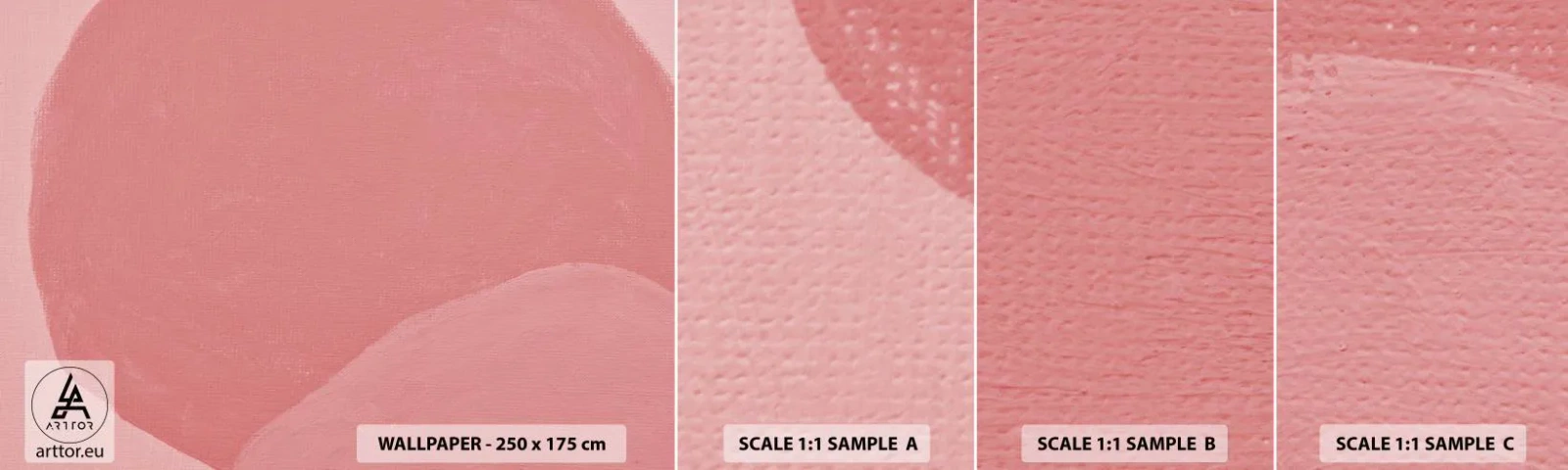 Muestra De Fotomural Standard Eco - Composición orgánica en rosa - Pastel, formas, minimalista - 100x30 cm