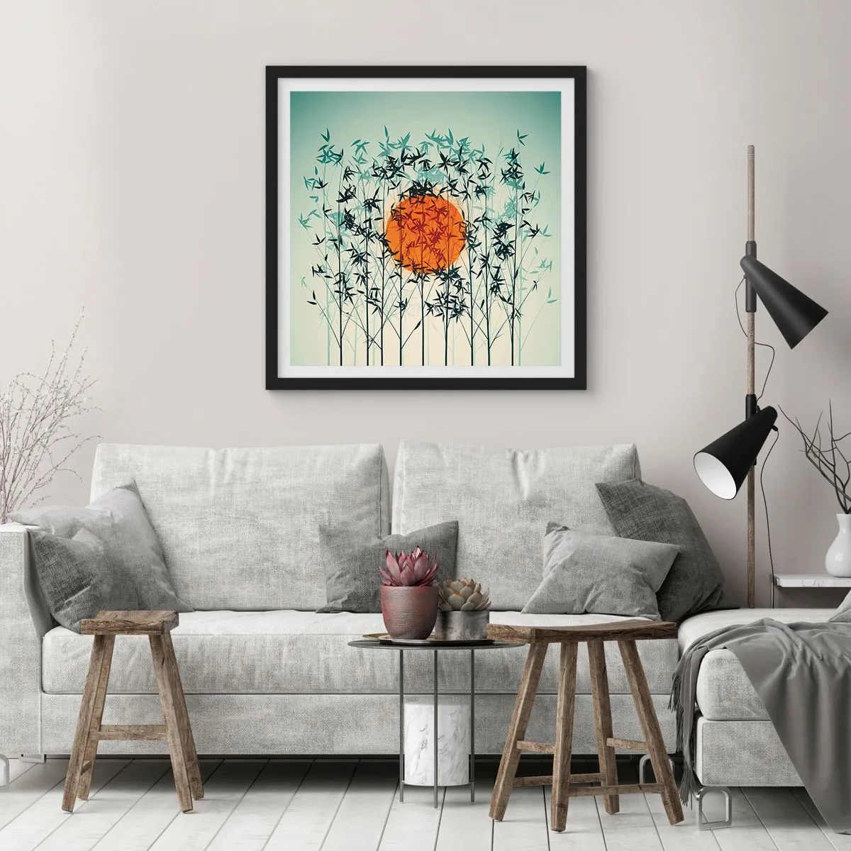 Póster en marco negro - El sol de Japón - 50x50 cm