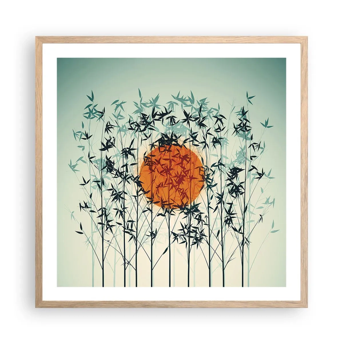 Póster en marco roble claro - El sol de Japón - 60x60 cm