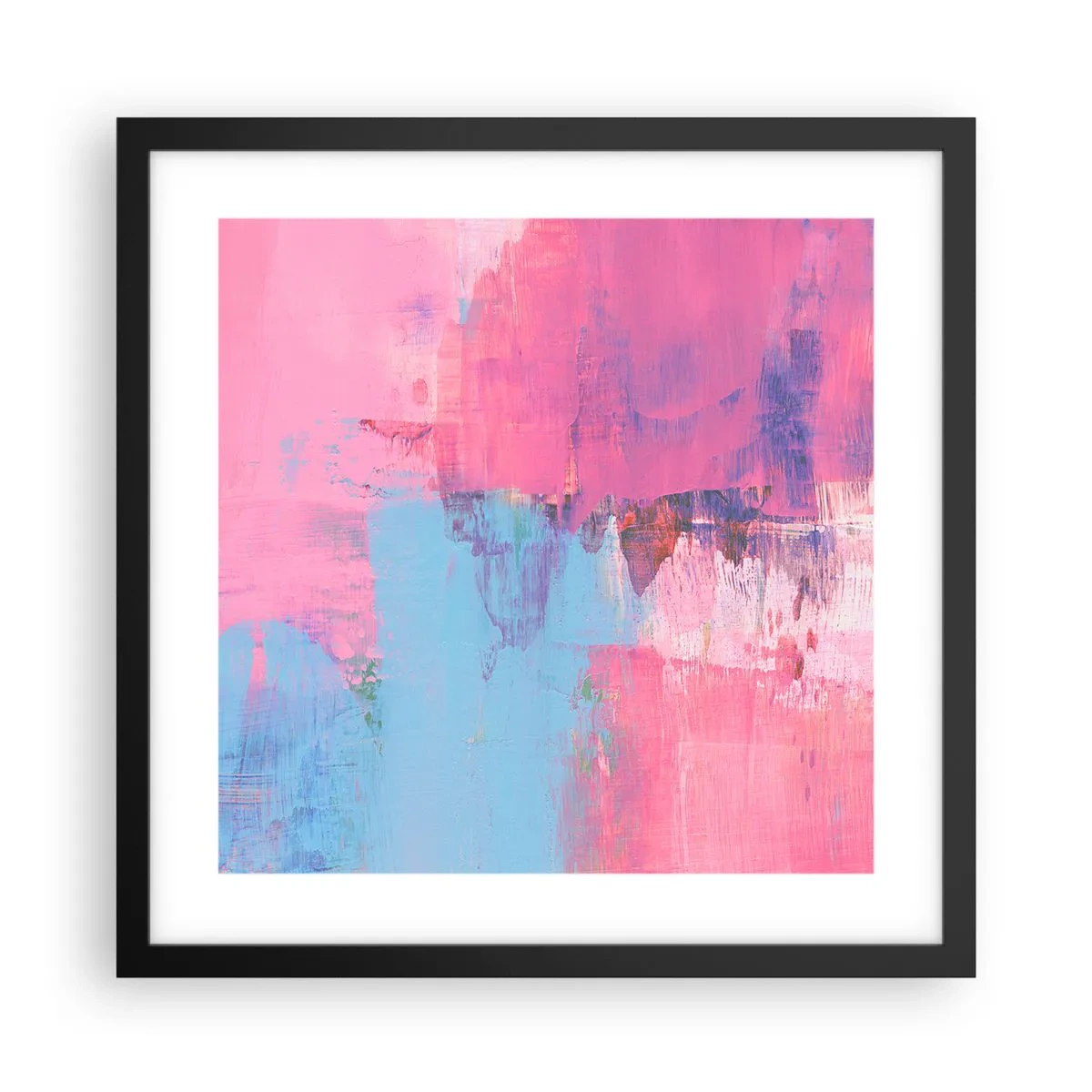 Póster en marco negro - Rosa, azul y una pizca de luz - 40x40 cm