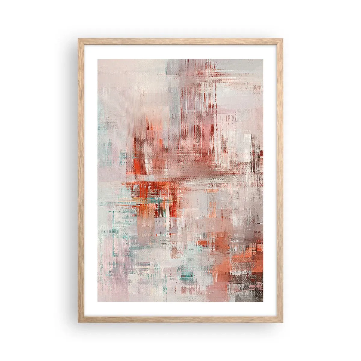 Póster en marco roble claro - Niebla rosa - 50x70 cm