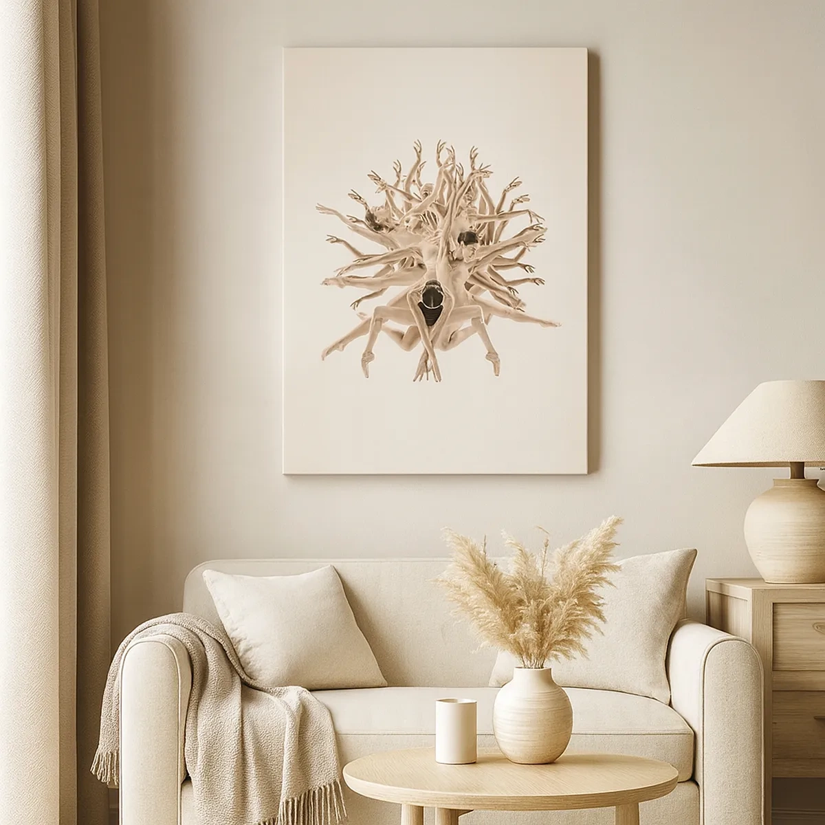 Cuadro sobre lienzo - Impresión de Imagen - Composición abstracta de bailarines en movimiento. - 50x70cm - Floreciendo en la danza - Decoración de pared moderna para salón y dormitorio ARTTOR