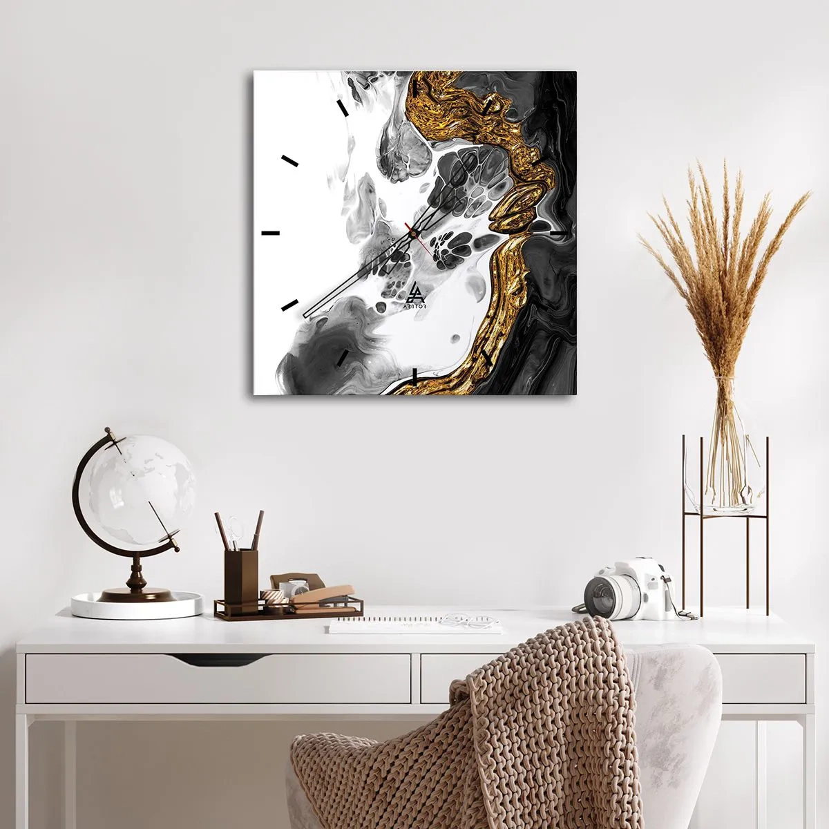 Reloj de pared - Reloj de vidrio - Composición orgánica - 40x40 cm