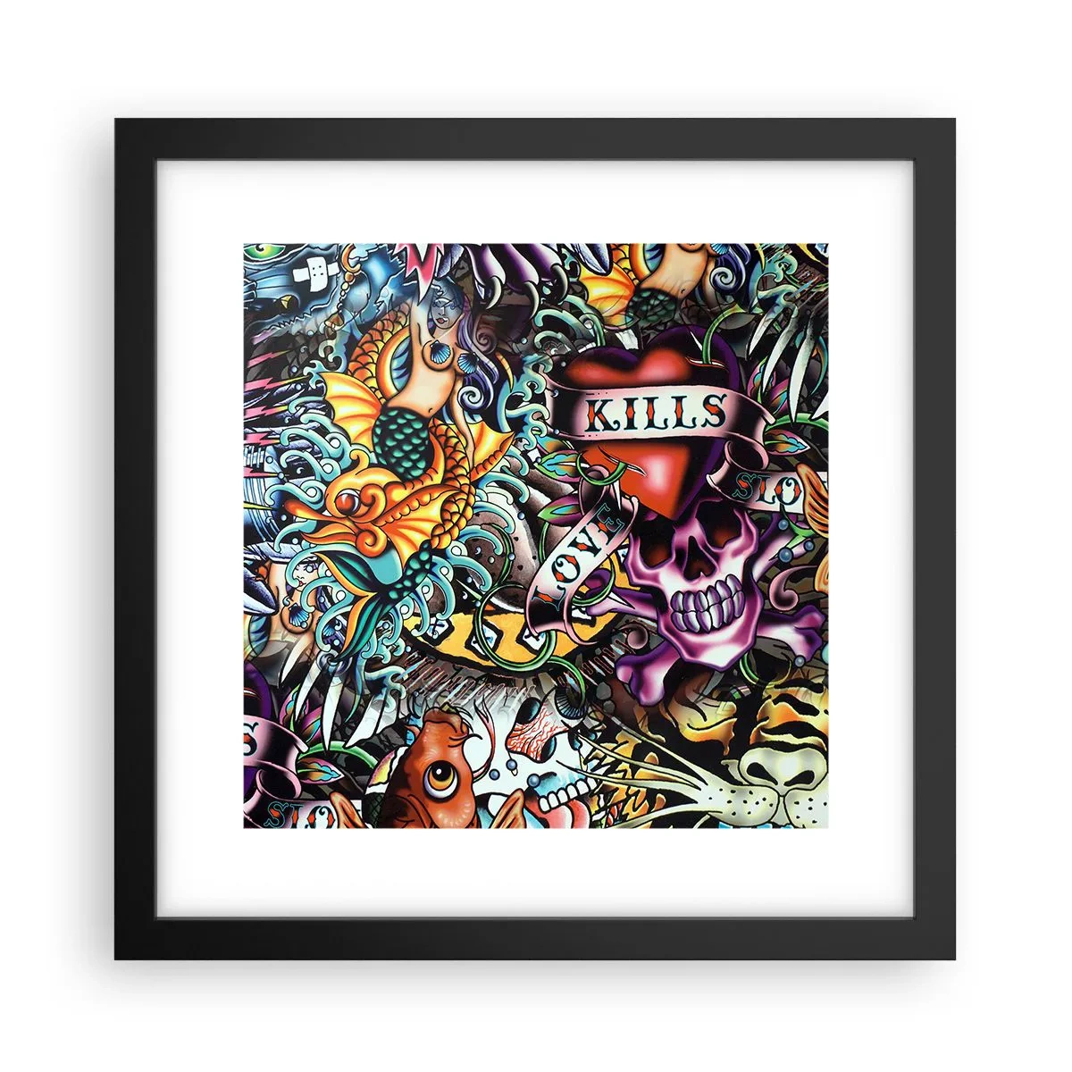 Póster en marco negro - El sueño de un tatuador - 30x30 cm