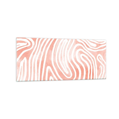 Cuadro sobre vidrio - Impresiones sobre Vidrio - Patrón abstracto en tonos rosa y blanco. - 120x50cm - En un laberinto de coral - Decoración de pared moderna para salón y dormitorio ARTTOR