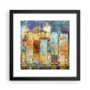 Póster en marco negro - Metrópolis soleada - 30x30 cm