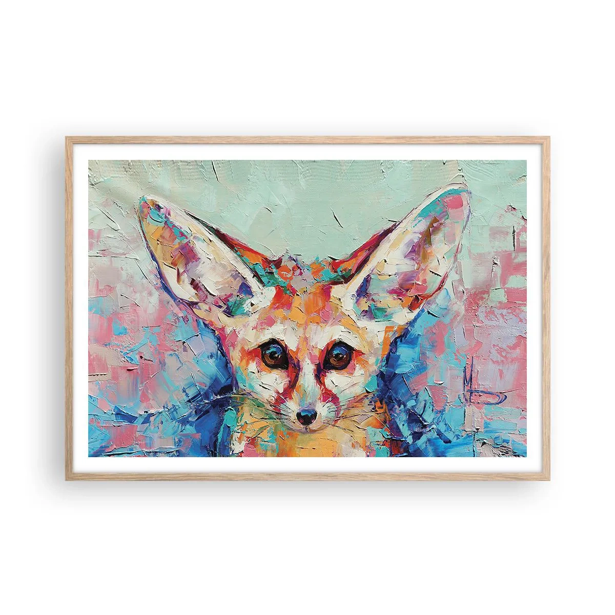 Póster en marco roble claro - Mirada penetrante - 100x70 cm