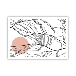 Póster - Líneas minimalistas con acento geométrico. - 100x70cm - En una red de ramas - Decoración de pared moderna para salón y dormitorio ARTTOR