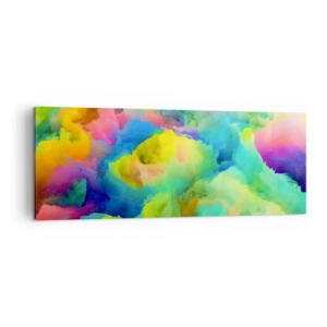 Cuadro sobre lienzo - Impresión de Imagen - Composición abstracta en colores del arco iris - 140x50cm - Arco iris borroso - Decoración de pared moderna para salón y dormitorio ARTTOR