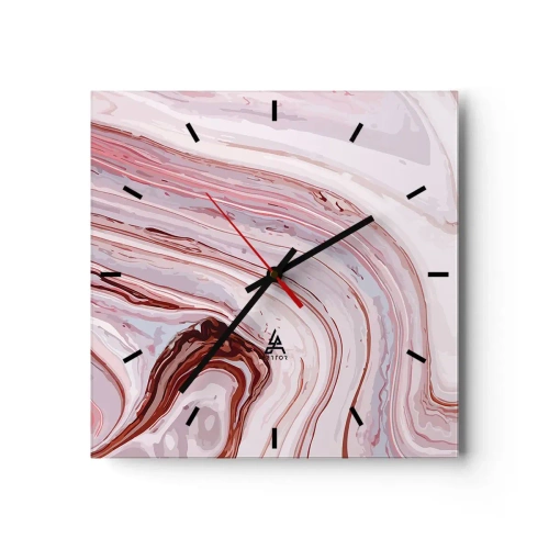 Reloj de pared - Reloj de vidrio - Patrón abstracto en rosa y blanco - 30x30cm - Cambio de dirección - Decoración de pared moderna para salón y dormitorio ARTTOR