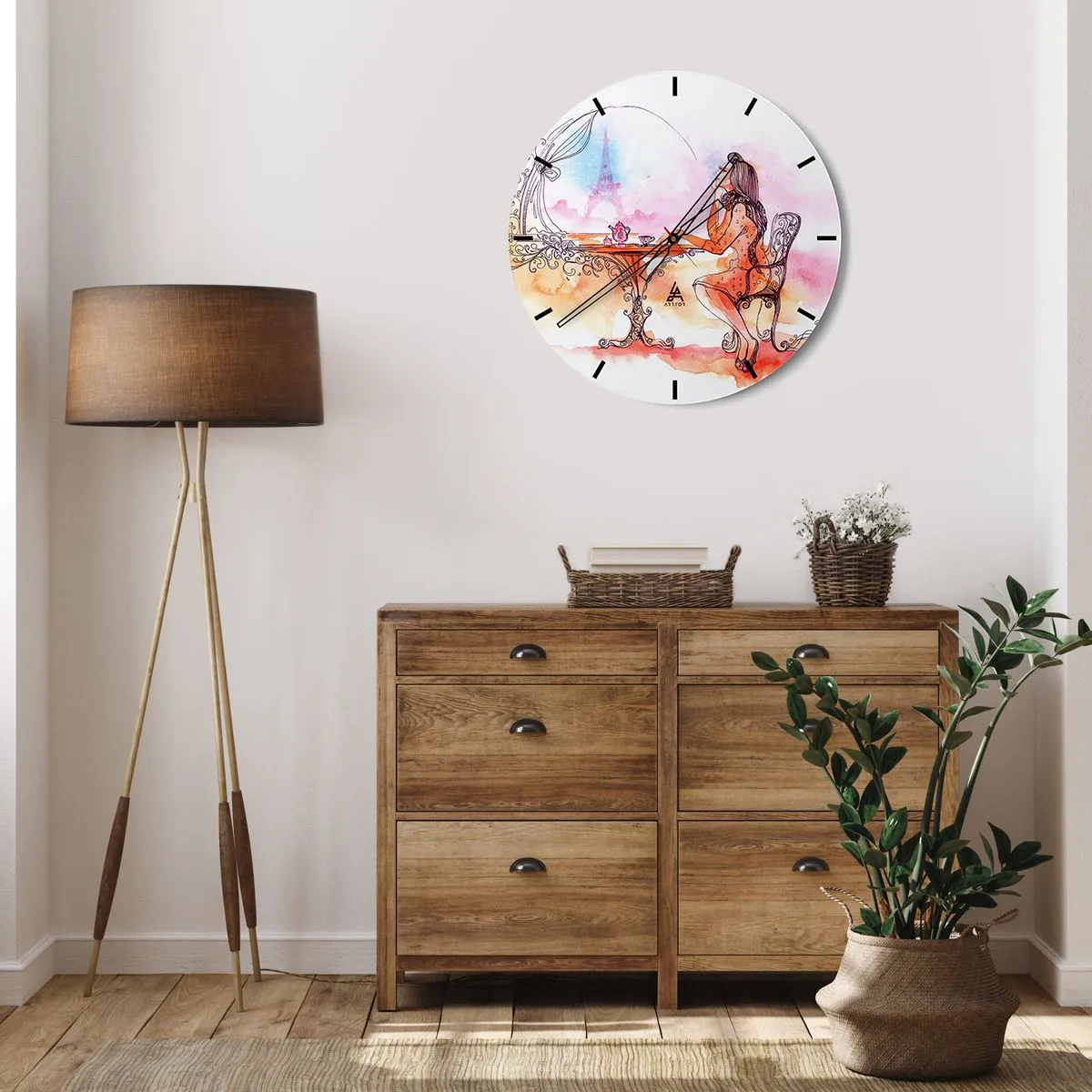 Reloj de pared - Reloj de vidrio - Estilo parisino - 30x30 cm