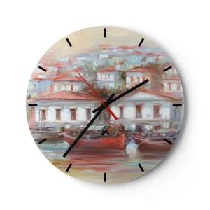 Reloj de pared - Reloj de vidrio - Ciudad feliz - 40x40 cm
