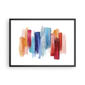 Póster en marco negro - Pinceladas de colores sobre un fondo blanco - 70x50cm - Arriba y abajo - Decoración de pared moderna para salón y dormitorio ARTTOR