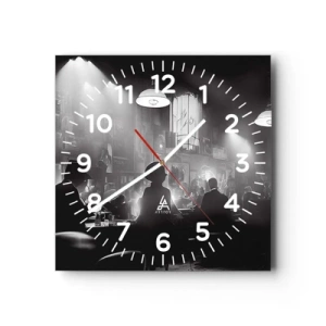Reloj de pared - Reloj de vidrio - En clave de jazz - 40x40 cm